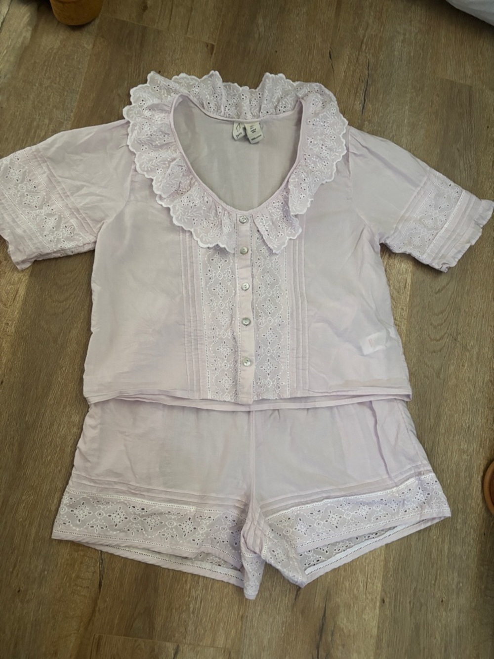 Joie Light Pink Eyelet Two-Piece Lounge Set